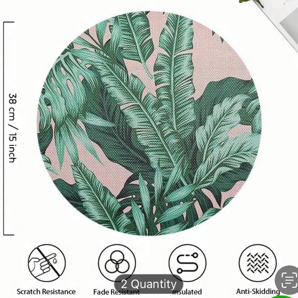 🆕 Set of 2 Round Outdoor Place Mats